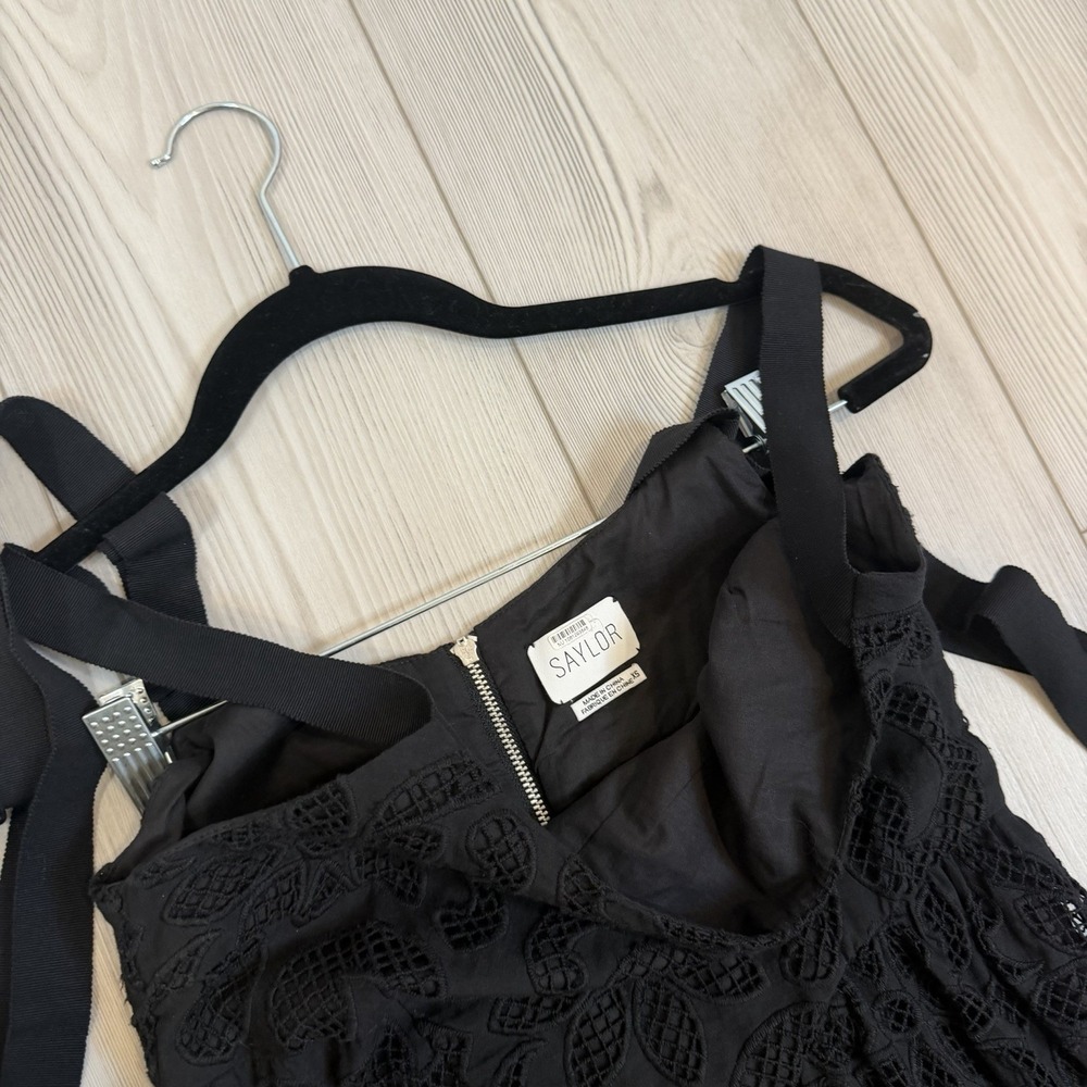 Saylor Maryl midi dress featuring an open-stitch lace Bow & Zipper Back Size XS - Picture 7 of 12